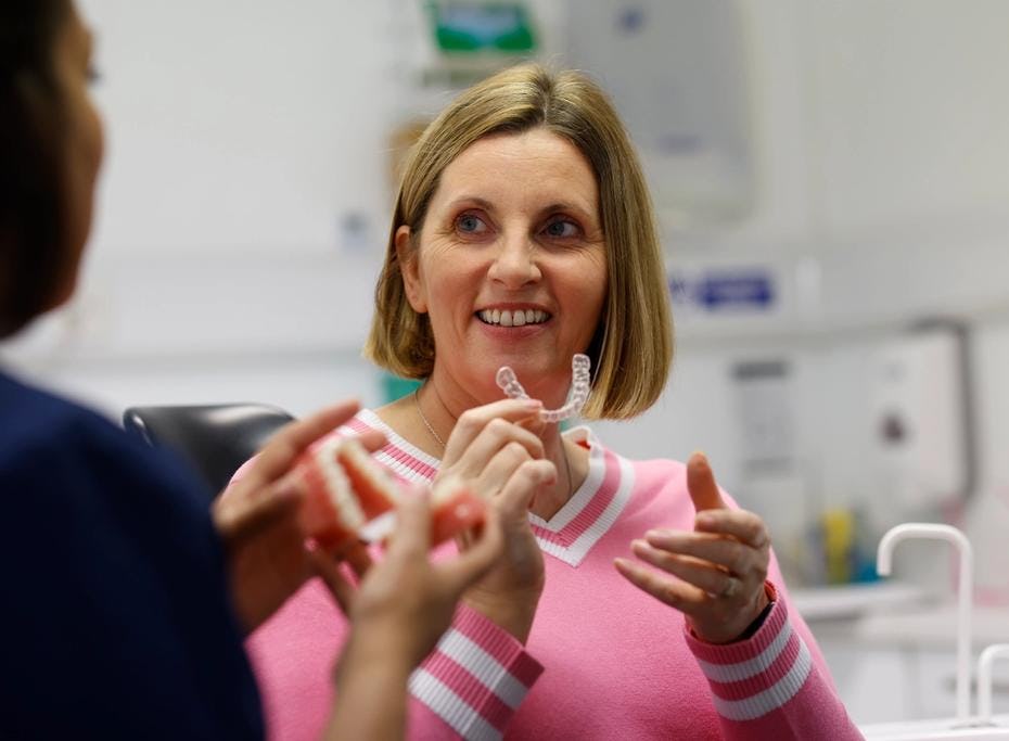 Adult clear aligner patient is seen by an orthodontist.