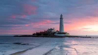 North shields beach area - St Mary's at dusk