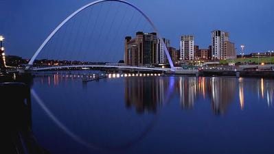 The millennium bride in Gateshead at dusk